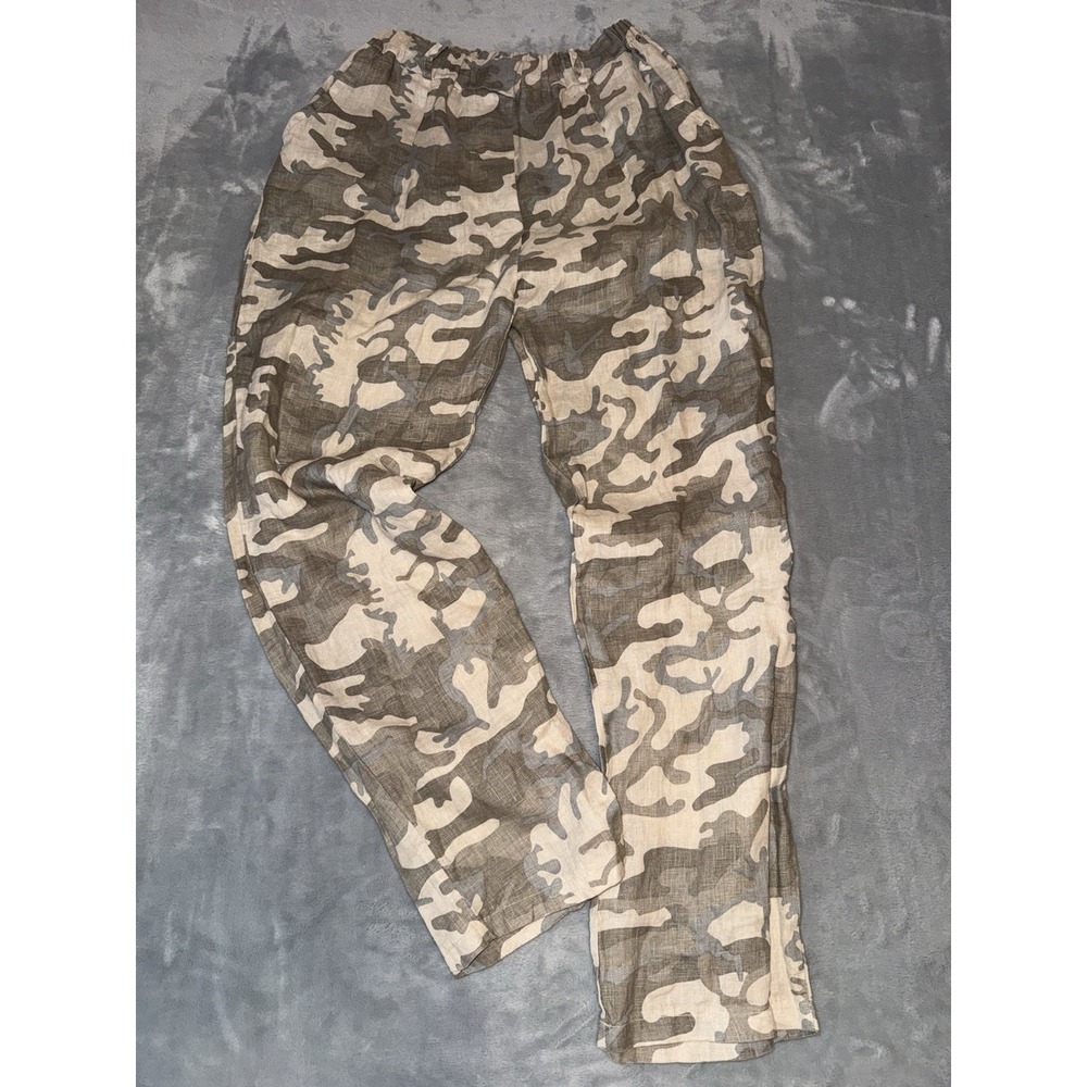 Tempo Paris Camo Women's Size Small Linen Camo Camouflage Pants Beachy Resort